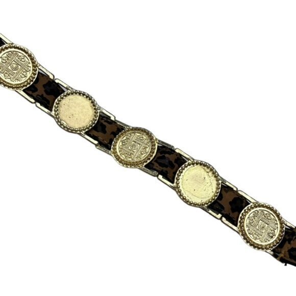Leopard Animal Print Belt Medallion Coins Western Size Medium BOHO Preppy - Picture 2 of 12